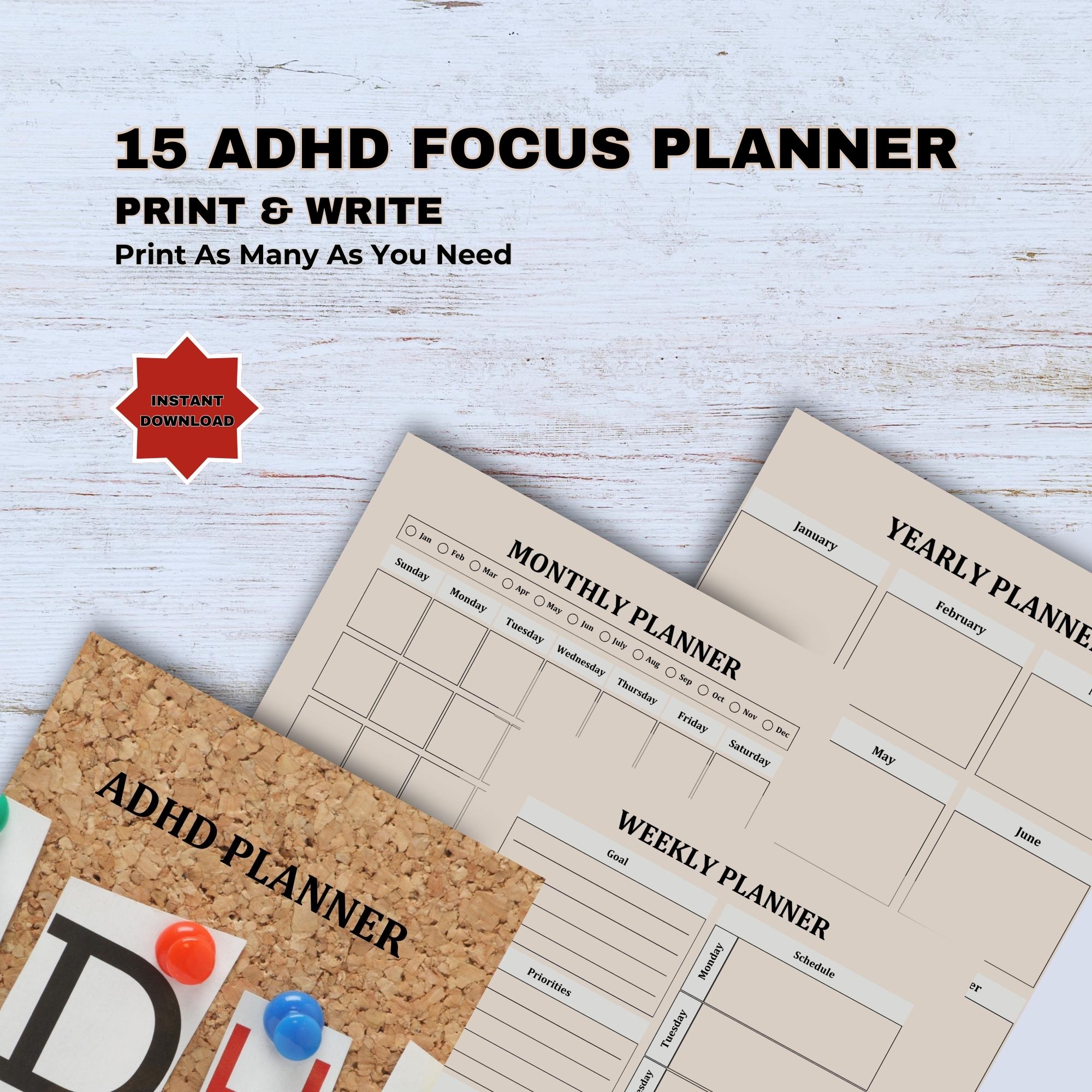 Editable ADHD Daily Planner - Printable and Digital PDF - Focus ...