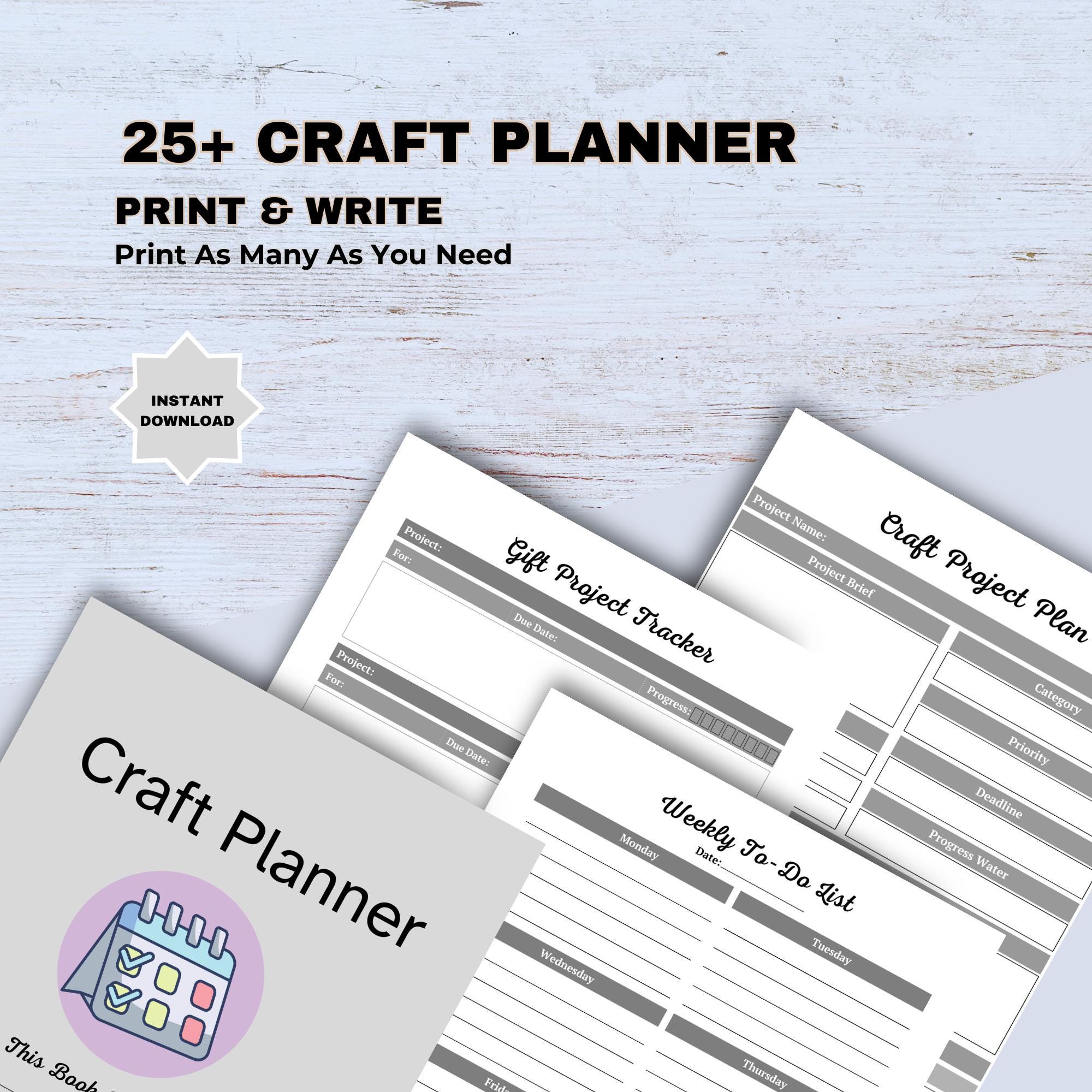 Craft Planner Template — DIY Project Organizer - Etsy