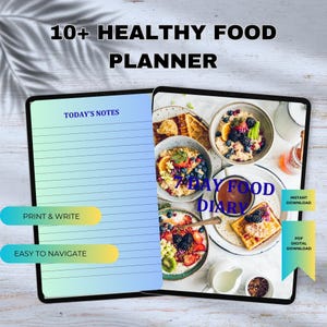 Meal Planner Printable, Weekly Meal Menu Planner DIY Recipe Planner Book Meal Prep Planner A4 A5 Letter Half Size Happy Planner Fillable PDF