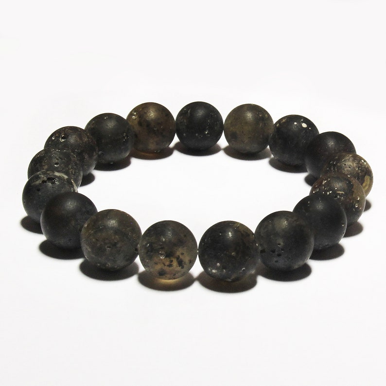 Amber Bracelet Men Amber Bracelet Amber Bracelet Adult Unpolished Amber Black Gray Amber Genuine Amber Round Amber beads 11mm Amber Bracelet