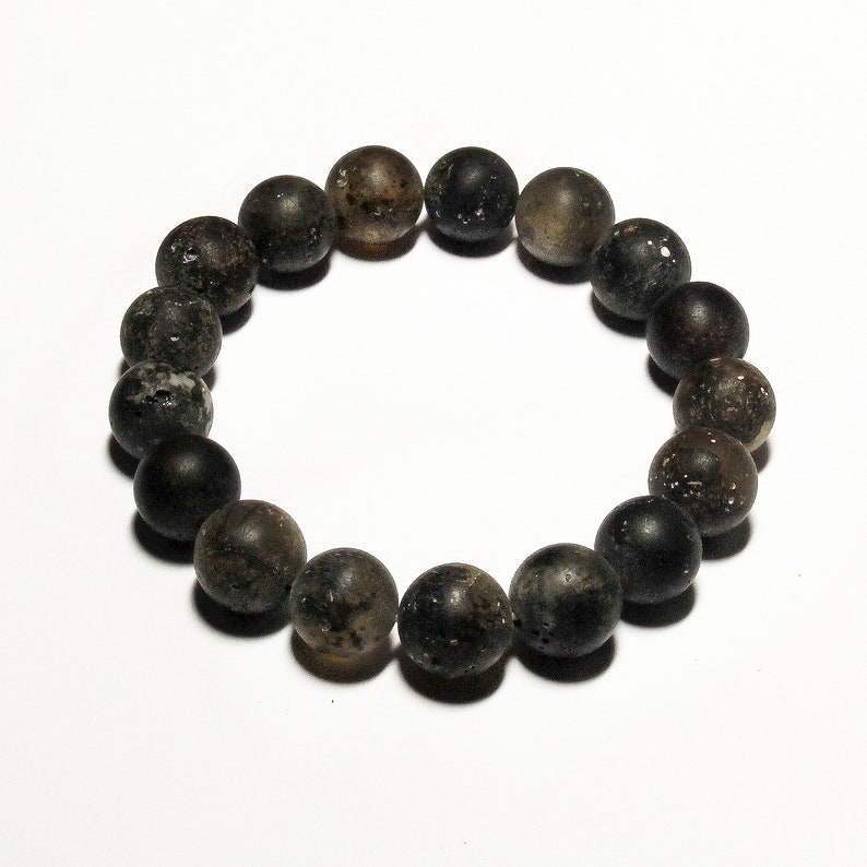 Amber Bracelet Men Amber Bracelet Amber Bracelet Adult Unpolished Amber Black Gray Amber Genuine Amber Round Amber beads 11mm Amber Bracelet