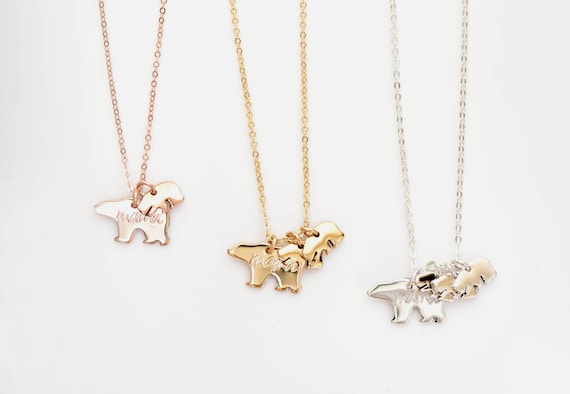 mama bear baby bear necklace