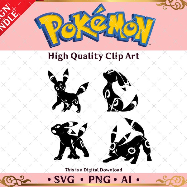 Pokemon svg Umbreon Umbreon Nachtara SVG,PNG - Digital Clip Art File for Stickers, Mugs, T-Shirts and more - Cricut - Silhouette