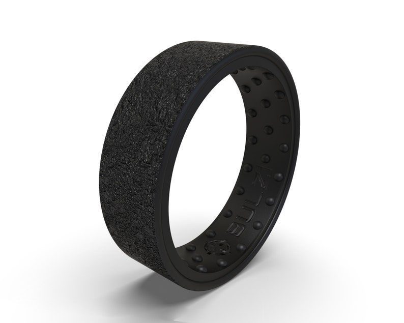 BULZi Hammered Design Massaging Comfort Fit Silicone Wedding Ring #1 Most Comfortable Men\u2019s /& Women/'s Band Flexible Work Safety Rubber Ring