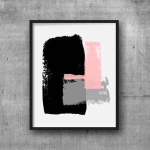 Black Gray Pink Art Print Abstract Art Painting Etsy