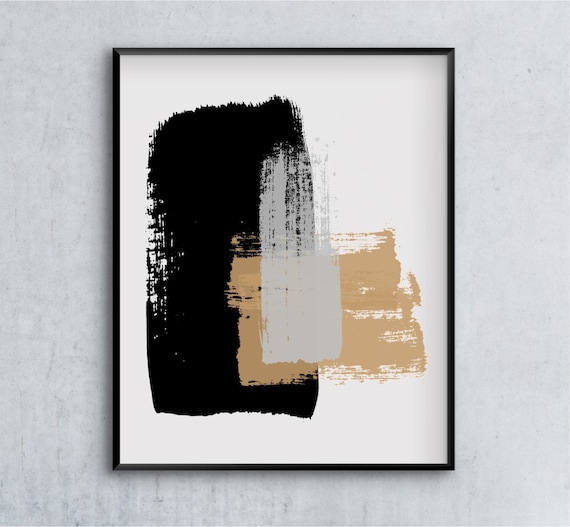 Black Beige Gray Abstract Art Contemporary Neutral Painting Etsy