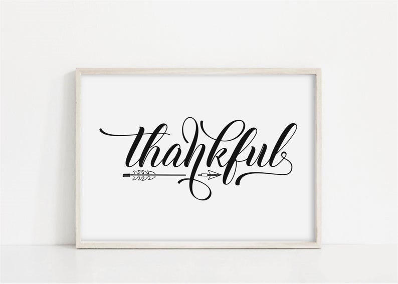Thankful Print Large Modern Farmhouse Rustic Thanks Sign Fall Decor Living Room Wall Art Dining Room Sign Canvas Thankful Wall Decor