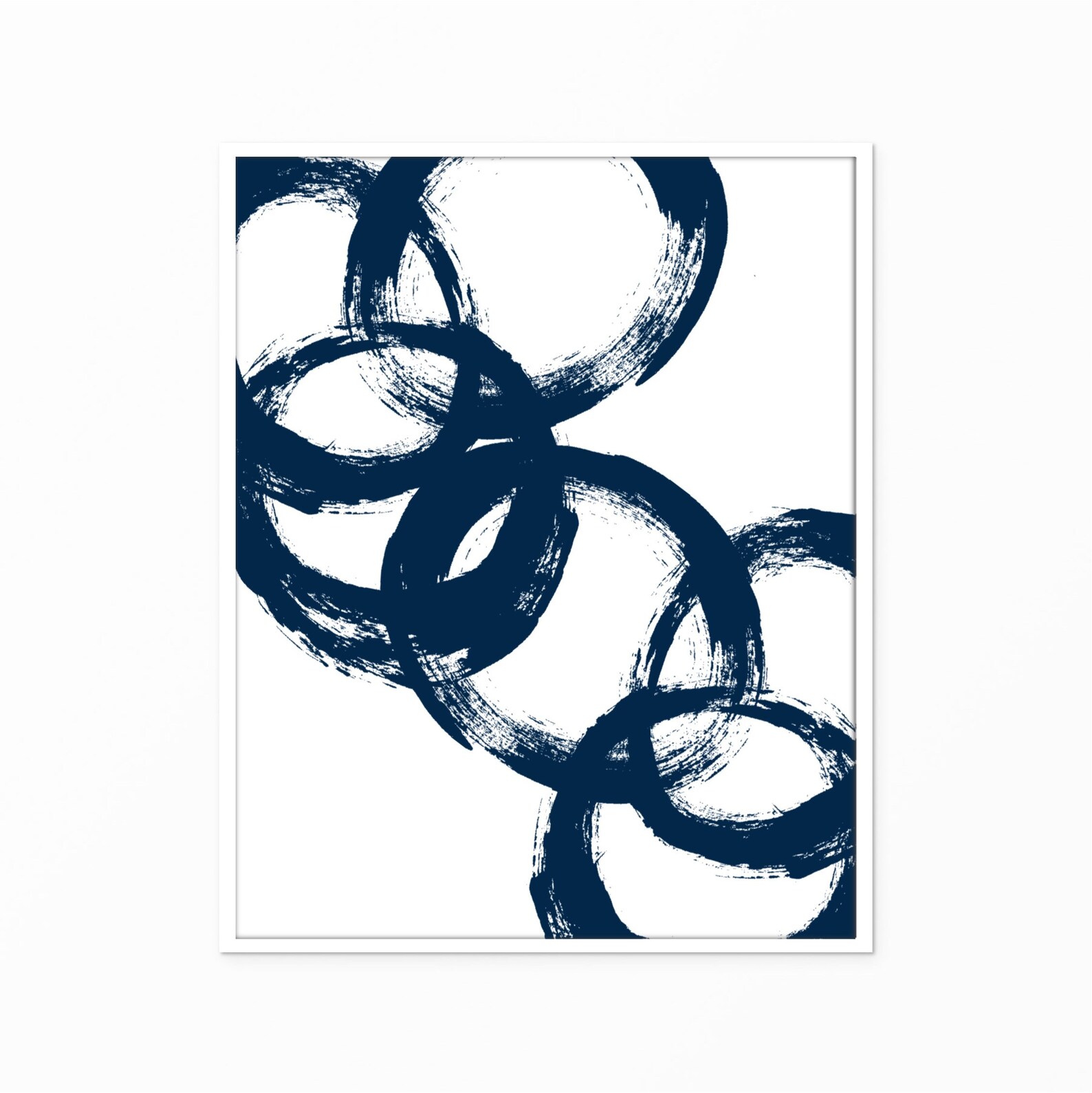 Blue Navy Wall Art Print Abstract Painting Circles Etsy