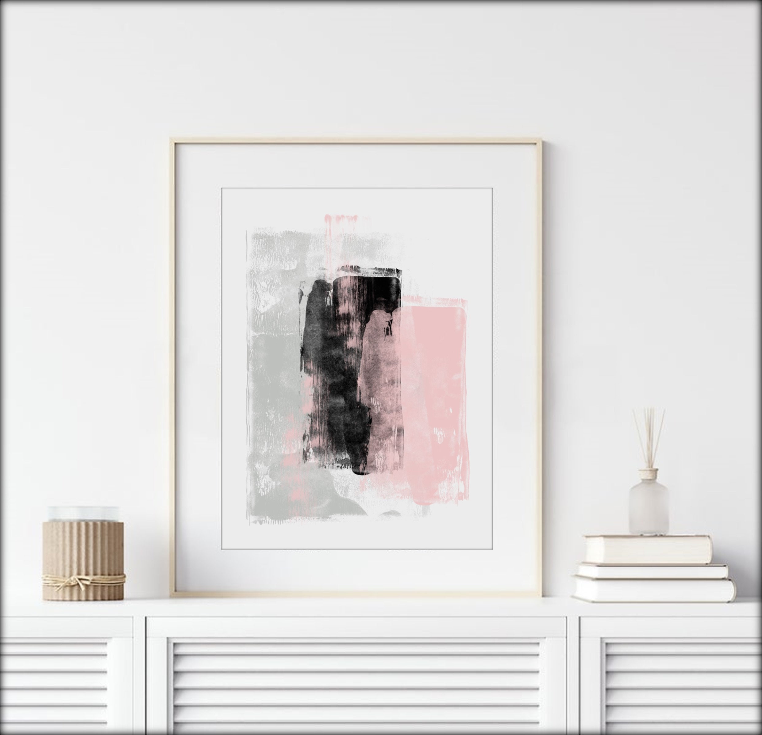 Pink Black Gray Abstract Art Print Contemporary Abstract Etsy