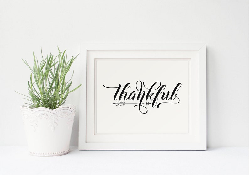 Thankful Print Large Modern Farmhouse Rustic Thanks Sign Fall Decor Living Room Wall Art Dining Room Sign Canvas Thankful Wall Decor