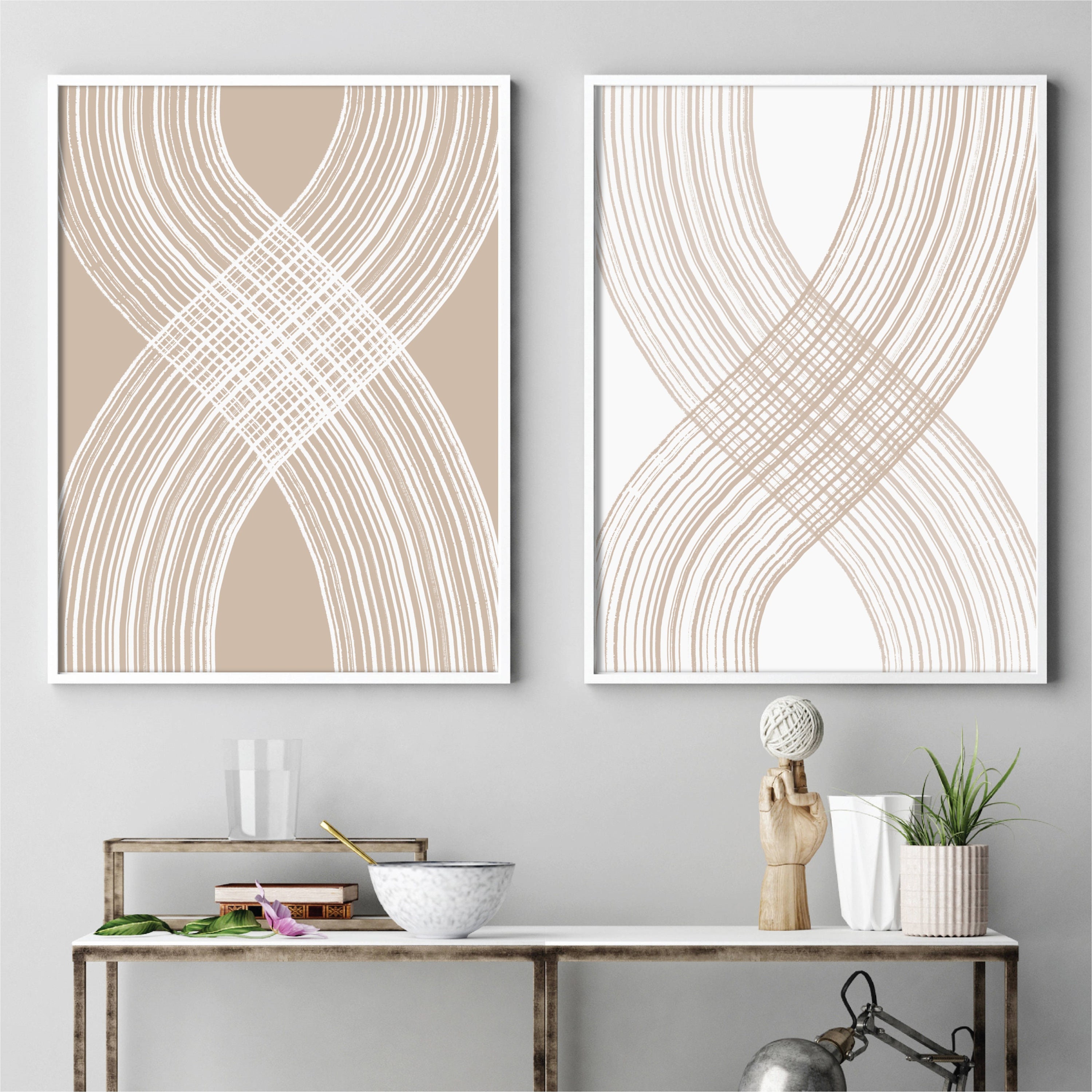 Neutral Beige Abstract Wall Art Set Modern Painting - Etsy