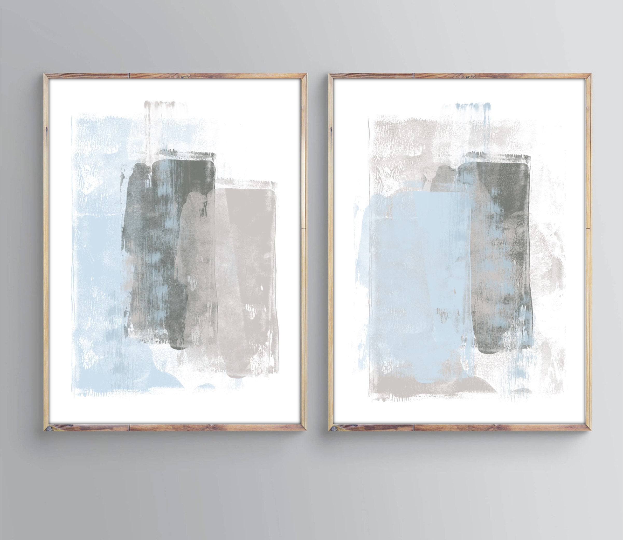 Coastal Style Wall Art Print Set Beach Home Decor Blue Wall | Etsy