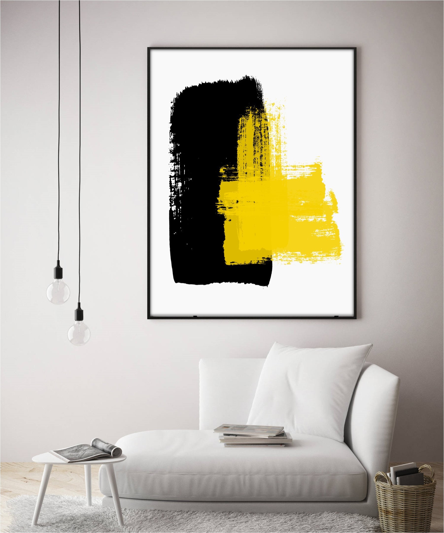 Black & Yellow Wall Art, Abstract Art, Contemporary Art, Art Print