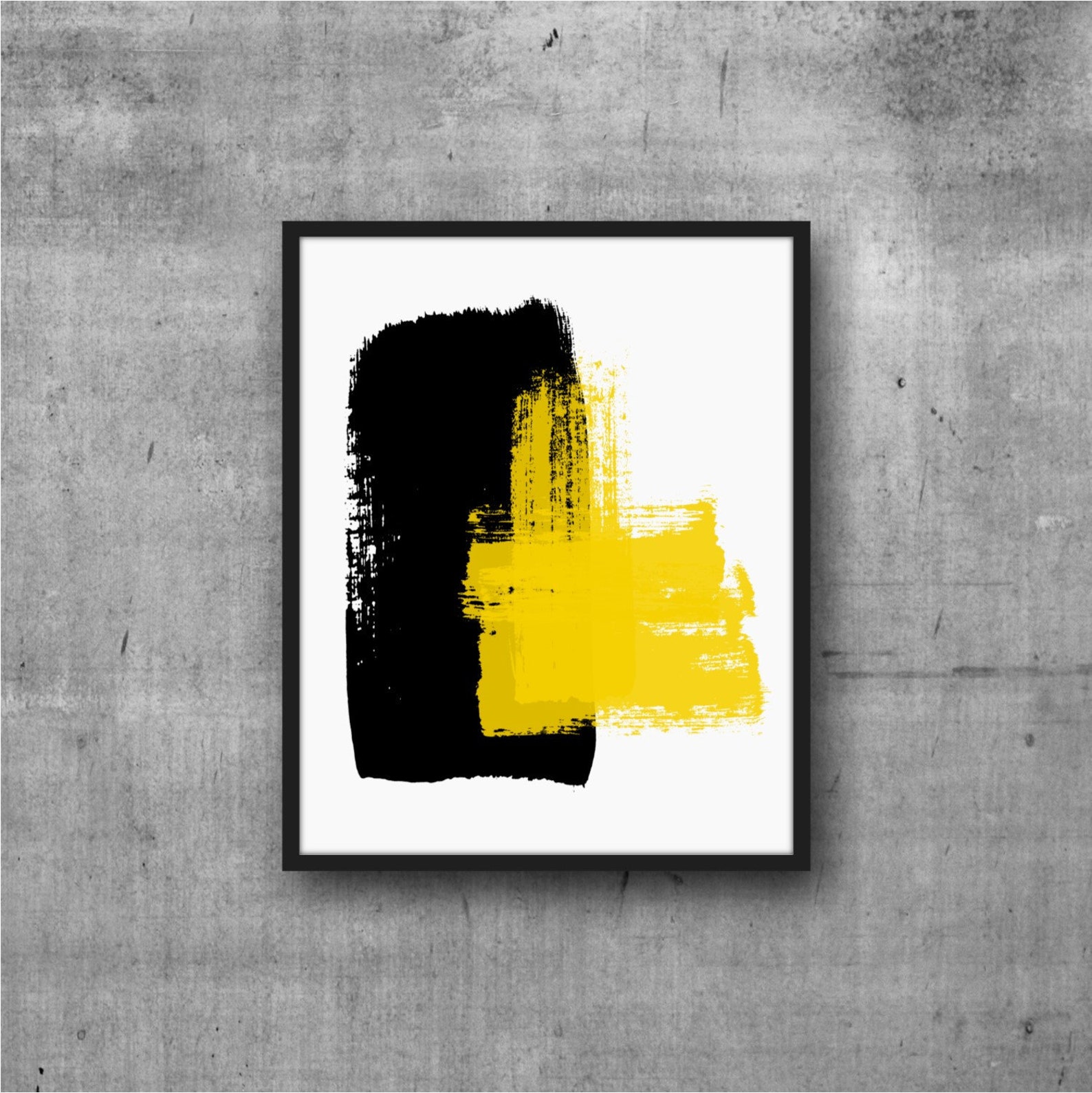 Black & Yellow Wall Art, Abstract Art, Contemporary Art, Art Print