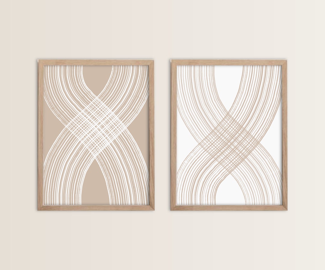 Neutral Beige Abstract Wall Art Set Modern Painting - Etsy