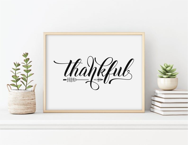 Thankful Print Large Modern Farmhouse Rustic Thanks Sign Fall Decor Living Room Wall Art Dining Room Sign Canvas Thankful Wall Decor