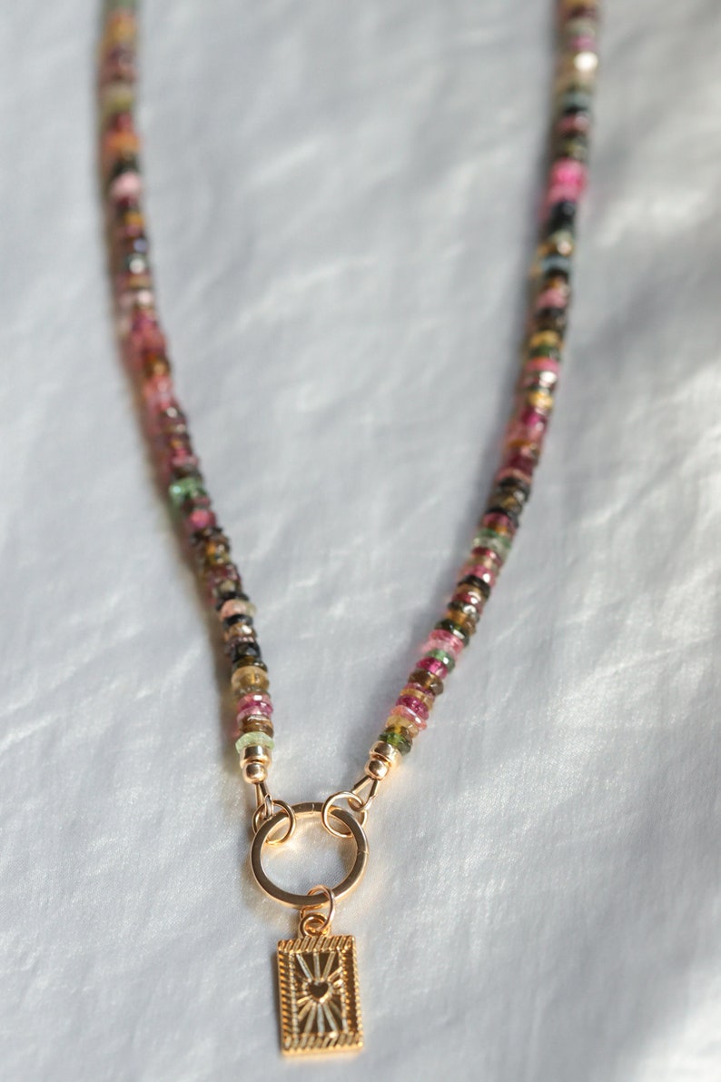 Mixed Tourmaline Beaded Necklace Watermelon tourmaline necklace Multi color tourmaline AAA Tourmaline necklace tourmaline image 10