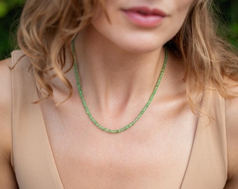 Collana di Tsavorite / Collana di perline di Tsavorite / Collana di Tsavorite / [ENTP1415] Collana di Tsavorite importante / Gioielli in Tsavorite genuini