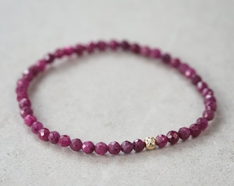 Ruby bracelet | Delicate Beaded Bracelet ruby, solid 14K or silver ruby bracelet, [EBRM1610] Natural ruby jewelry | Ruby bracelet | *BS *G