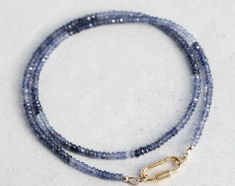 Ombre Iolite Necklace | Iolite Beaded Necklace | Iolite necklace for women | Gemstone Necklace for Women | Beaded iolite