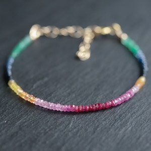 Multi Sapphire Bracelet-Ruby Emerald Gemstone Bracelet-Precious Bracelet-Multi Bracelet-Gemstone Jewelry-Yellow Sapphire