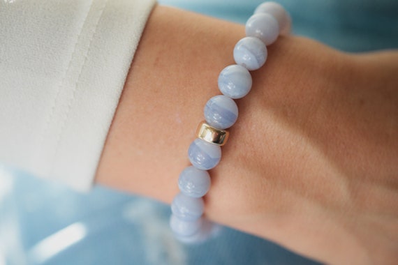 Blue Lace Agate Bracelets - 6mm Bead Size