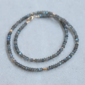 Collana di labradorite [ENLP1138] collana di perline di labradorite, labradorite genuina, collana di labradorite in oro massiccio, labradorite
