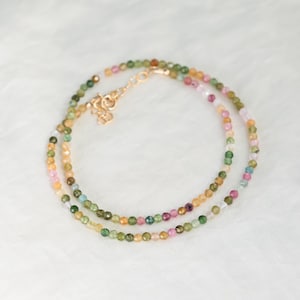 Mixed Tourmaline Beaded Necklace | Watermelon tourmaline necklace [ENMP1966] | Multi color tourmaline jewelry | Tourmaline necklace