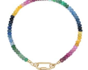 Multi Sapphire Bracelet, Rainbow Sapphire Jewelry, [EBSM1795] Sterling Silver Bracelet, Gold Filled Bracelet