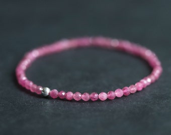 Stunning pink tourmaline | faceted pink tourmaline bracelet | dainty pink tourmaline | tourmaline stretch bracelet | pink gemstone #0075