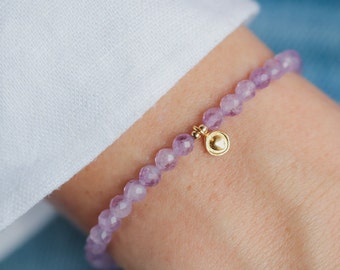 Lavender Amethyst Bracelet | dainty amethyst beaded bracelet | 14K gold filled | February birthstone | natural amethyst