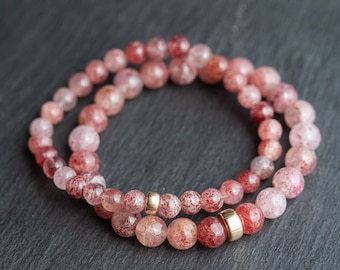 AAAA+ Strawberry Quartz | Strawberry quartz 6mm or 8mm | rare quality AAA strawberry quartz bracelet | strawberry quartz 6mm #EBSM1039