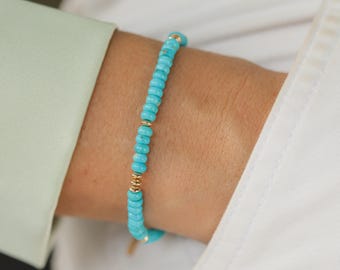 Turquoise de la Belle au bois dormant de l'Arizona | Bracelet turquoise véritable | [EBSP1603_D] Bracelet rondelle La Belle au bois dormant | La Belle au bois dormant turquoise