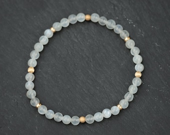 4mm Natural Moonstone Bracelet, Stacking Bracelet, Healing Stones For Emotional Balance, [EBMP1023 ]Feminine Energy, Goddess Stone