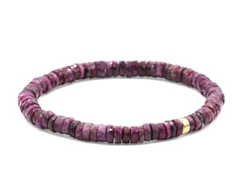 Faceted Ruby bracelet | Delicate Beaded Bracelet ruby, [EBRM1668] 14K gold filled ruby bracelet, Natural ruby jewelry | Ruby bracelet