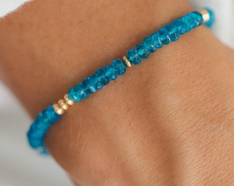 AAAA+ Zambia Apatite bracelet | blue apatite bracelet, apatite bracelet blue apatite beaded bracelet | gold apatite bracelet | gold apatite