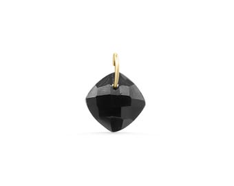 Black Tourmaline Faceted Pendant Necklace, Protection Crystal Charm, Gold Filled Chain Option, Grounding Stone Jewelry, Handmade in Canada