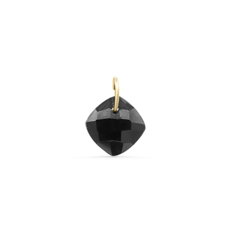 Black Tourmaline Faceted Pendant Necklace, Protection Crystal Charm, Gold Filled Chain Option, Grounding Stone Jewelry, Handmade in Canada image 1