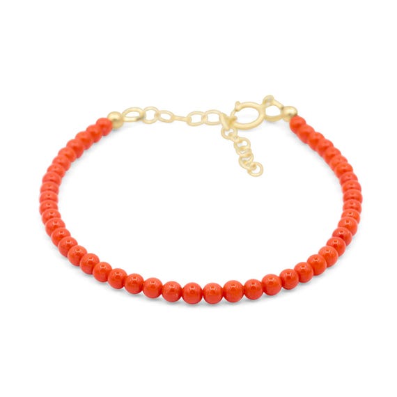 Italian Red Coral Bracelet • Genuine Coral Bracelet • Sterling Silver, 14K Gold Filled or Solid Gold • Handmade in Canada