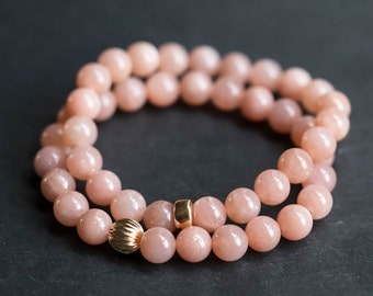 AAAA+ Peach Moonstone Bracelet 8mm | peach moonstone 8mm | natural moonstone bracelet | moonstone 8mm elastic | moonstone