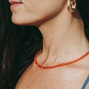 Carnelian beaded oval necklace | carnelian [ENCP1158] | AAAA+ carnelian jewelry | women's carnelian necklace image 2