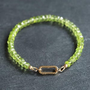14K GOLD peridot | RARE highest quality peridot bracelet | 100% genuine peridot | [EBPP1234] natural peridot bracelet | carabiner jewelry