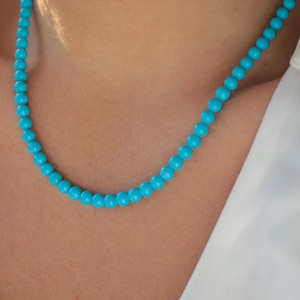 14K Sleeping Beauty Turquoise 4.5-5mm, Arizona Beaded Turquoise Necklace, [EASP1069] Sleeping Beauty Turquoise Beaded Necklace, December