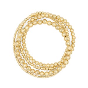 Set aus vier 14K gold gefüllt | Perlen gold filled Schmuck [EBGM1981] | Minimalistisches gold filled Armband | Gelb gold filled 2 mm