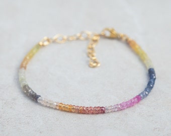 Multi Sapphire Bracelet- dainty light sapphire gemstone Bracelet-Precious Bracelet-Multi Bracelet-Gemstone Jewelry-Yellow Sapphire