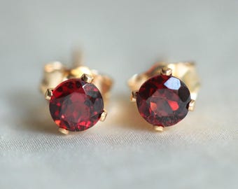 14K gold filled garnet earring, gemstone stud earrings [EEGP1232], gold filled gemstone studs, garnet earrings, garnet stud earrings