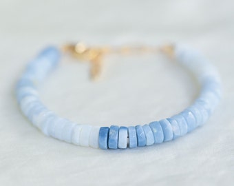 Bracciale opale blu / braccialetto opale blu con perline / delicato braccialetto opale blu braccialetto con perline / braccialetto opale blu riempito in oro 14k