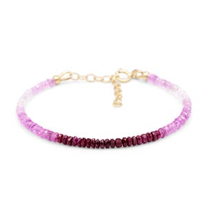 14K GOLD Ruby bracelet | Delicate ruby Bracelet Solid Gold. Dainty [EBRP1741] Beaded ombre ruby Bracelet, ruby jewelry | Pink ruby, Ruby