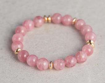 AAAA+ 10mm Madagascar Rose Quartz Bracelet, Madagascar Rose, [EBRM1774] Pink Rose Quartz, Rose Quartz Bracelet 10mm, Love Bracelet *BS *G