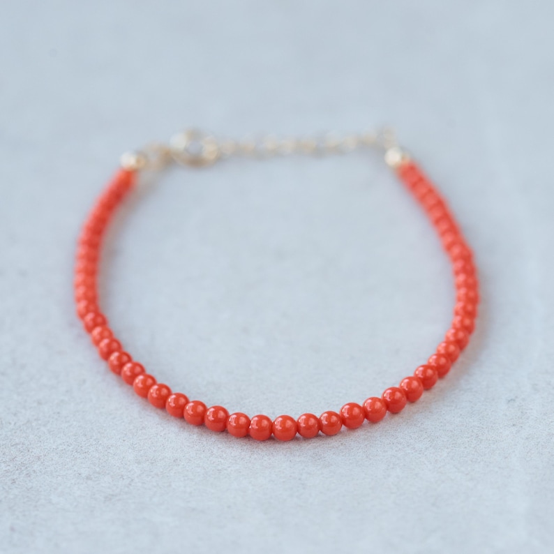 Italienische Rote Koralle Armband • Echtes Koralle Armband • Sterling Silber, 14K Gold Filled oder Massiv Gold • Handgefertigt in Kanada Bild 2